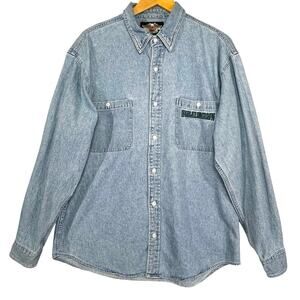 HARLEY DAVIDSON Men’s Vintage Y2K Embroidered Chambray Button up Shirt